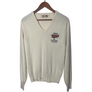 Minnesota Twins 1987 World Series Champions Sweater Sz Medium Cream Vintage